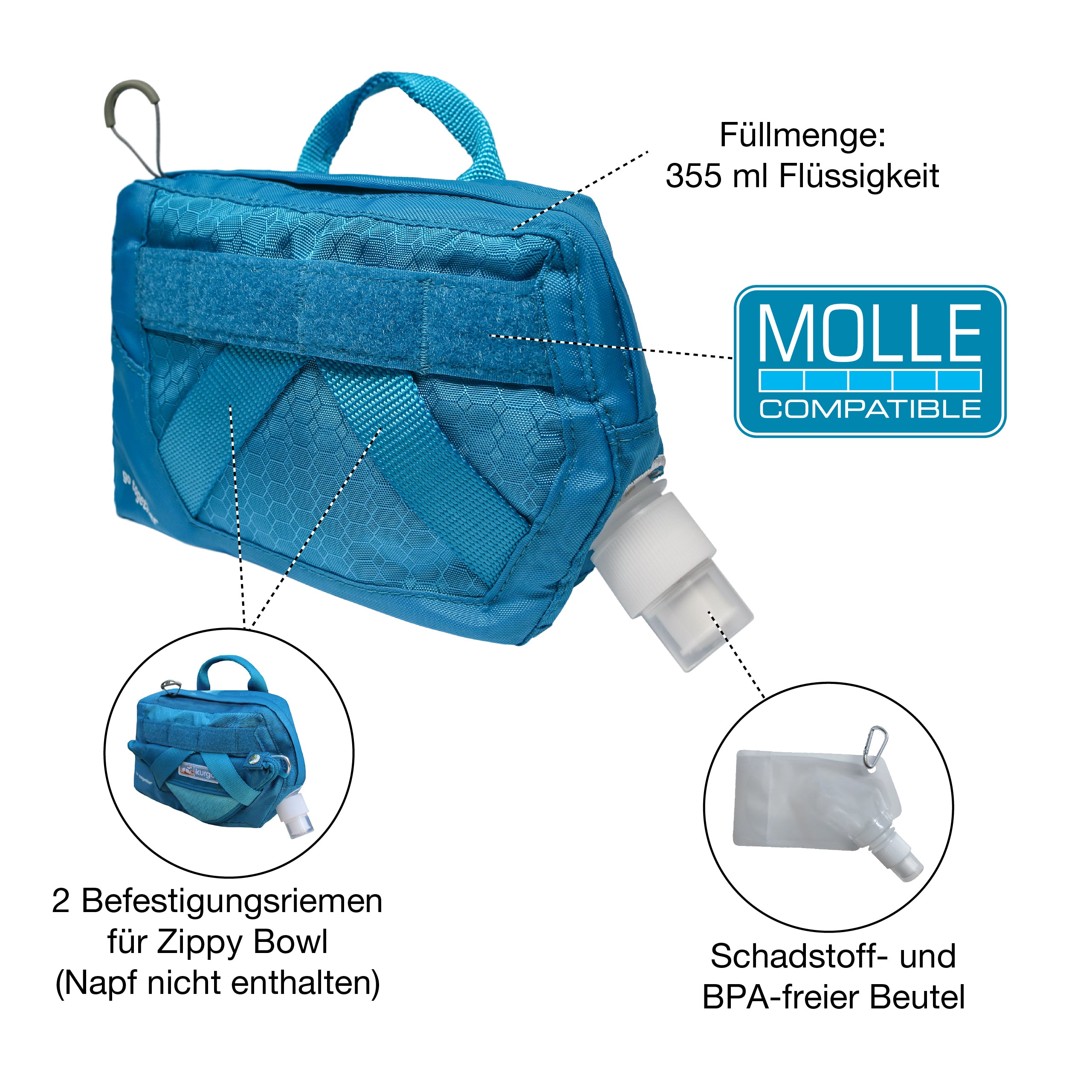 Drinking bag, blue 350ml
