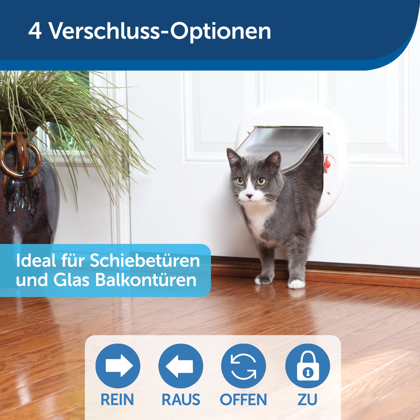 Katzentüre Schiebet. 4-Weg weis.280