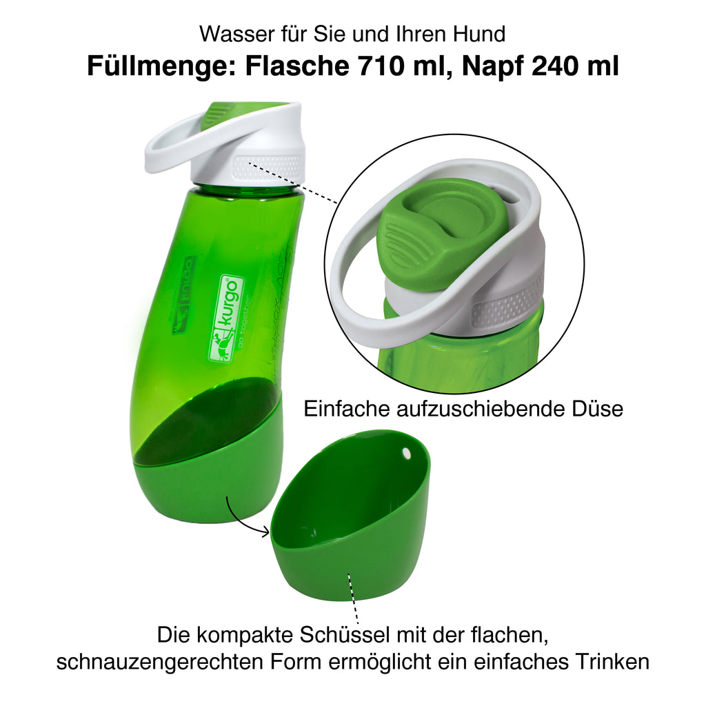 Trinkflasche mit Napf 750ml rot/grün/blau