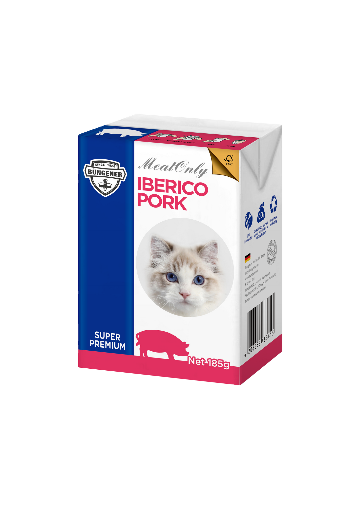Büngener Pet Health OnlyMeat Schwein Mono – Monoprotein Nassfutter für Katzen
