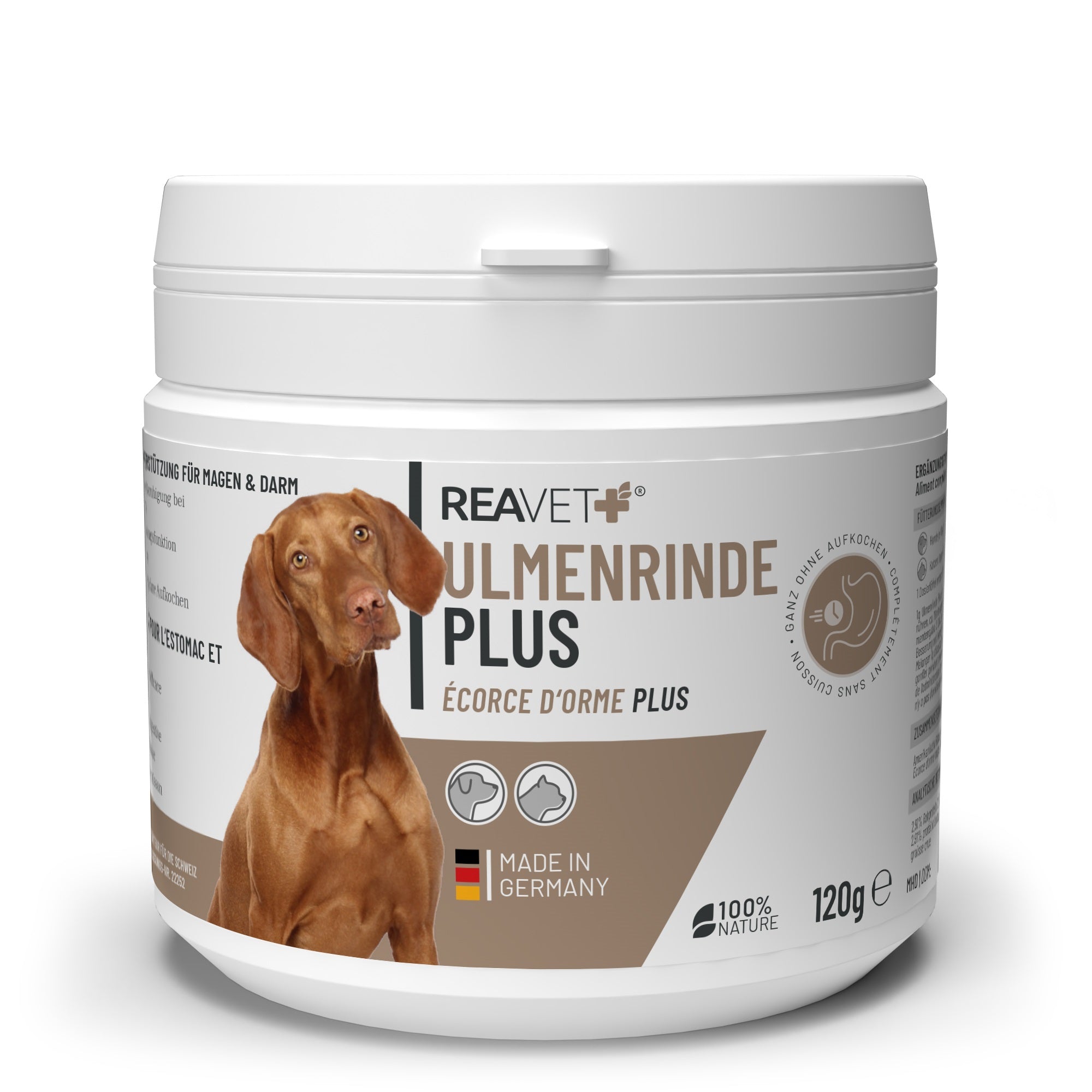 REAVET Ulmenrinde Plus mit Flohsamenschalen für Hunde & Katzen 120g