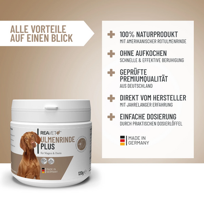 REAVET Ulmenrinde Plus mit Flohsamenschalen für Hunde & Katzen 120g