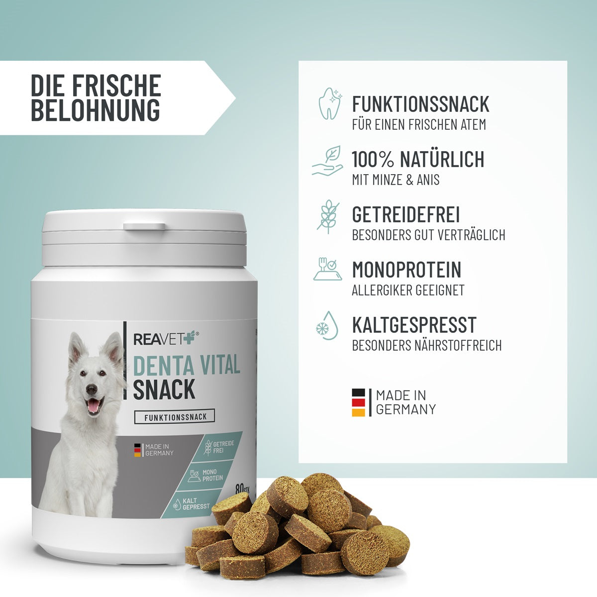 REAVET Denta Vital Snack für Hunde 170g –  mit Minze & Anis