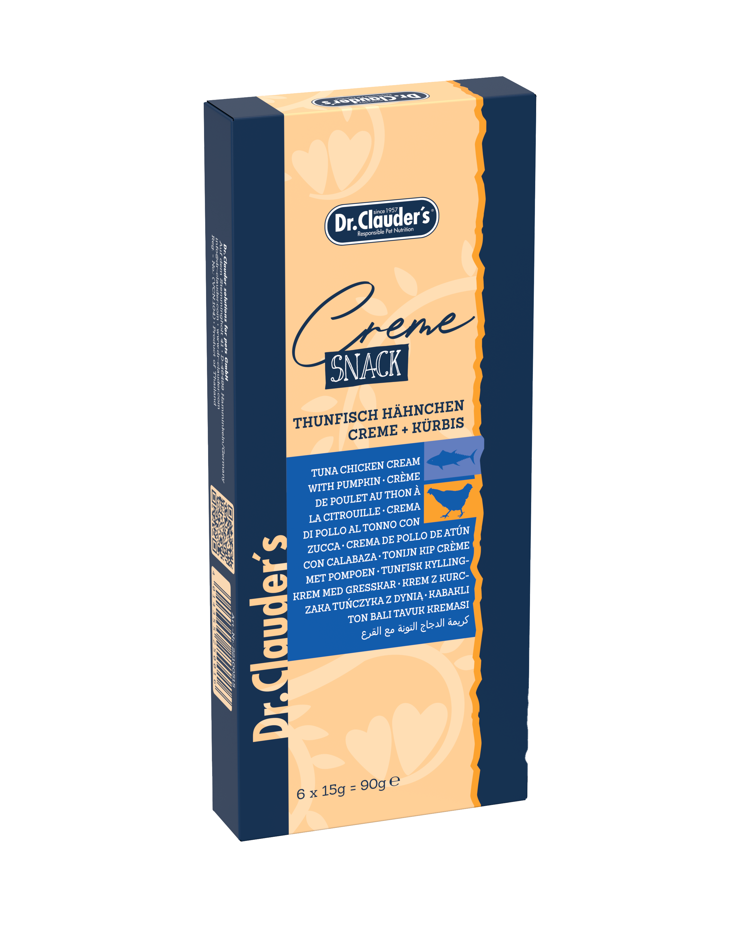 Dr. Clauder's Creme Snack Thunfisch Hähnchen Creme mit Kürbis 6 x 15 g