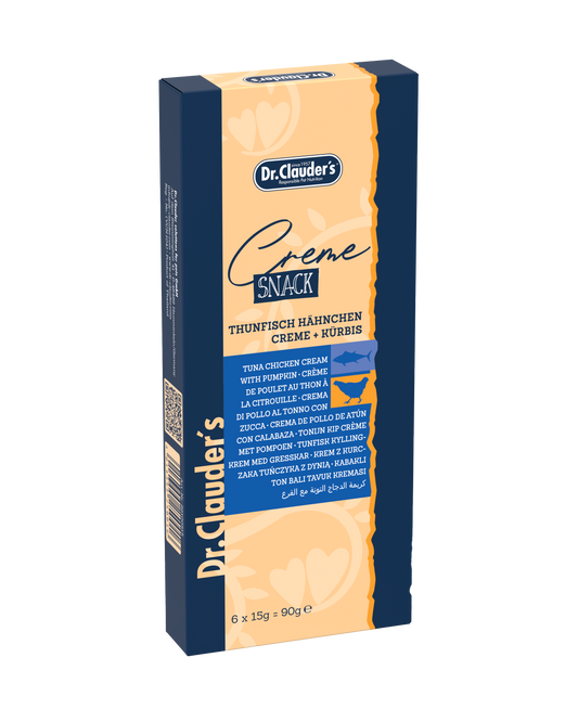 Dr. Clauder's Creme Snack Thunfisch Hähnchen Creme mit Kürbis 6 x 15 g