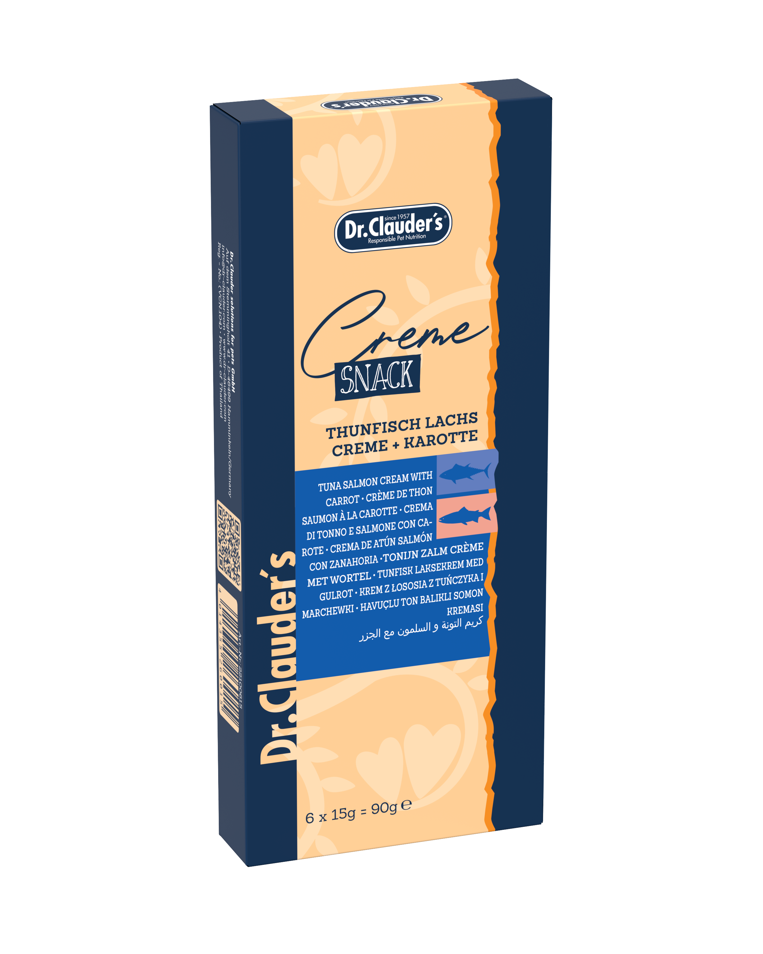 Dr. Clauder's Creme Snack Lachscreme mit Karotte 6 x 15 g